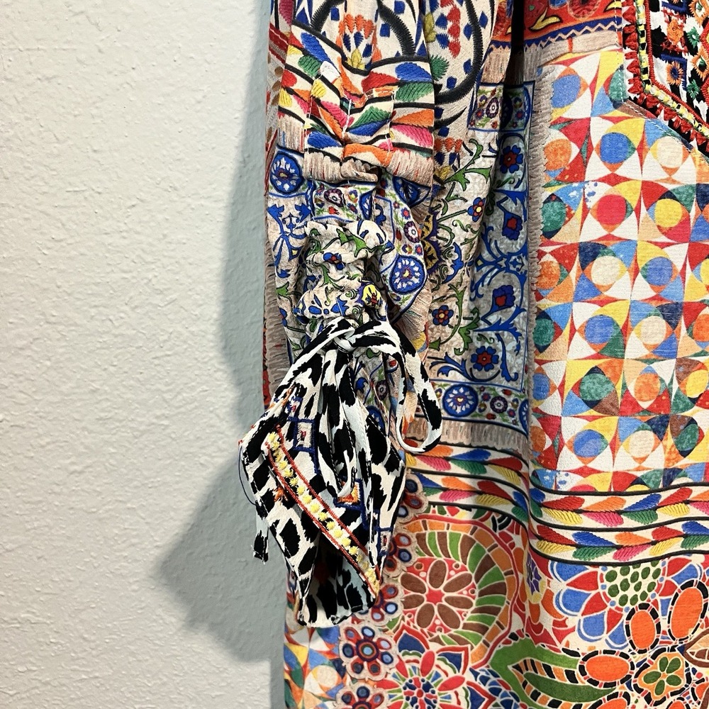 John Mark Top Medium Artsy Peasant Colorful Tunic Floral Embroidered Boho - Picture 6 of 15